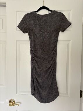 bp Charcoal Gray Short-Sleeve Midi Ruched Knit Dress